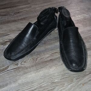 Saks Fifth Ave Men Black Leather Loafers Driving Shoes Sz 7